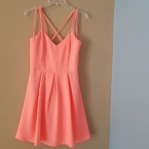 Coral cross back dress